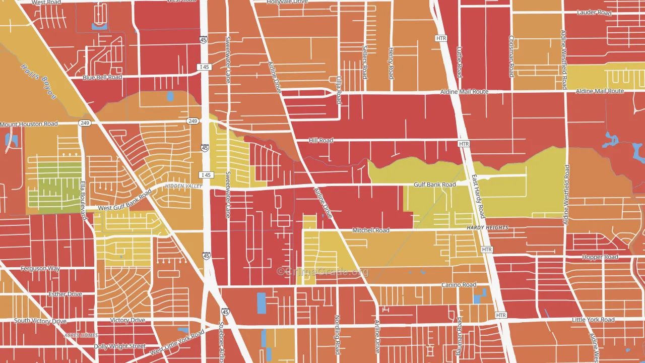 Airline, Houston, TX Map of Vehicle Theft Rates