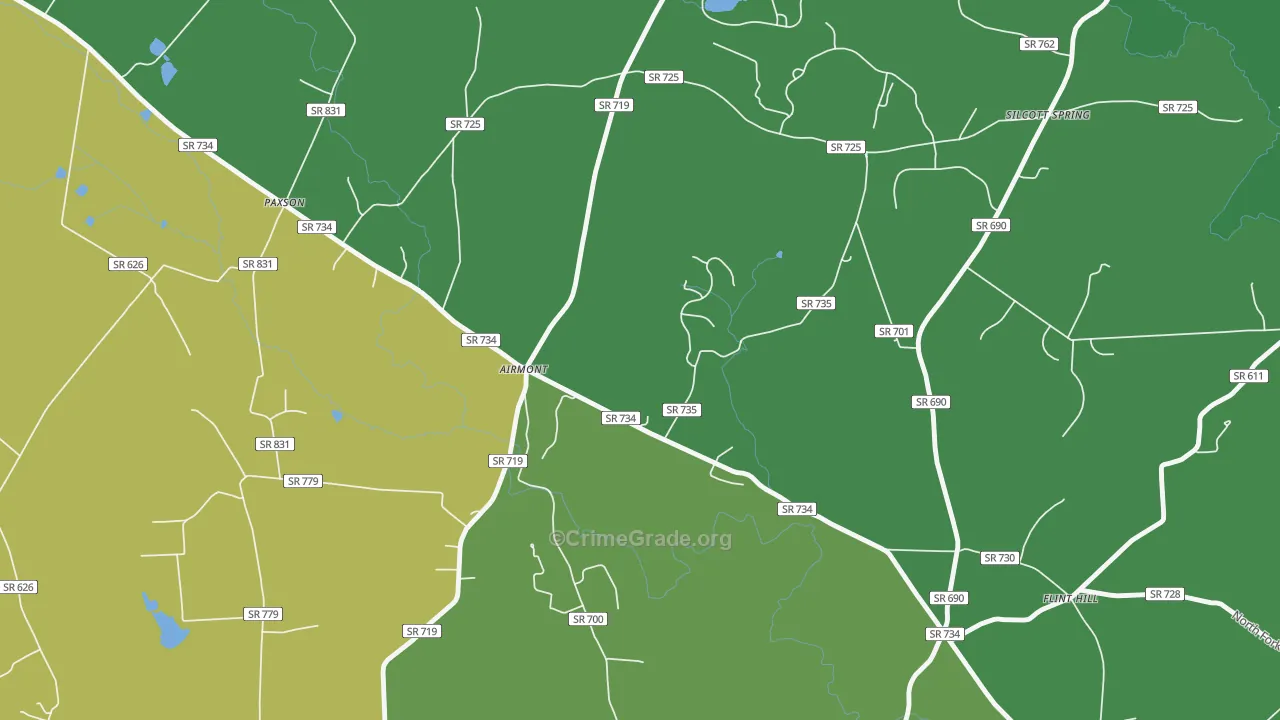 Airmont, VA Map of Vehicle Theft Rates