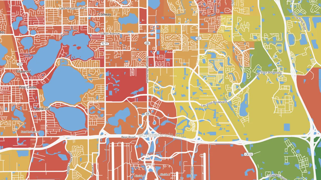Airport North, Orlando, FL Map of Vehicle Theft Rates