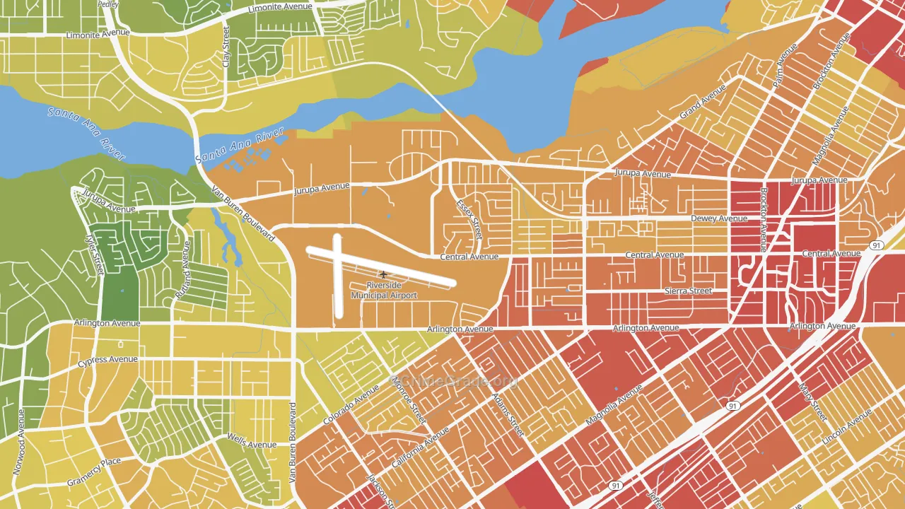 Airport, Riverside, CA Map of Vehicle Theft Rates