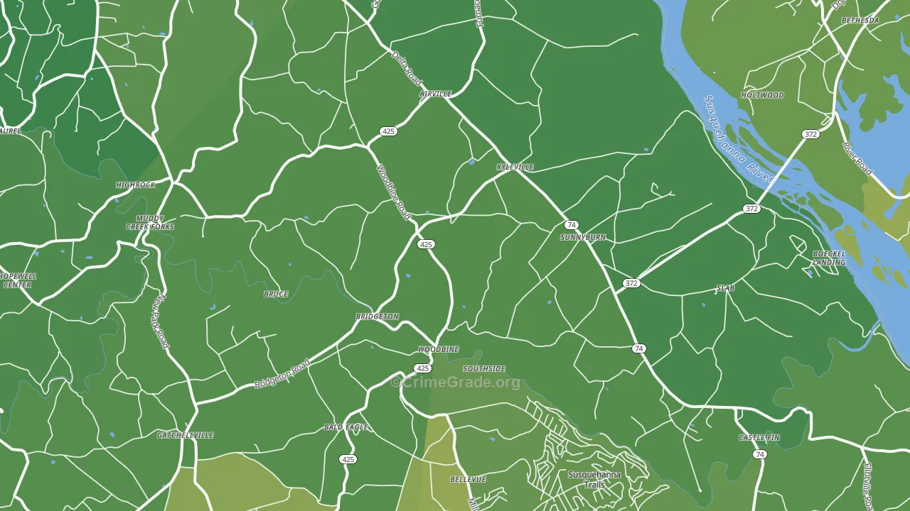 Airville, PA Map of Vehicle Theft Rates