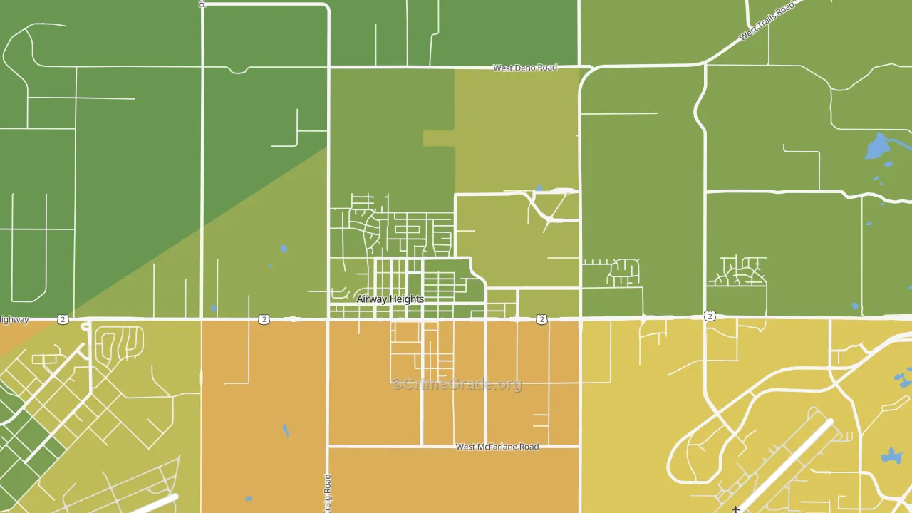 Airway Heights, WA Map of Vehicle Theft Rates