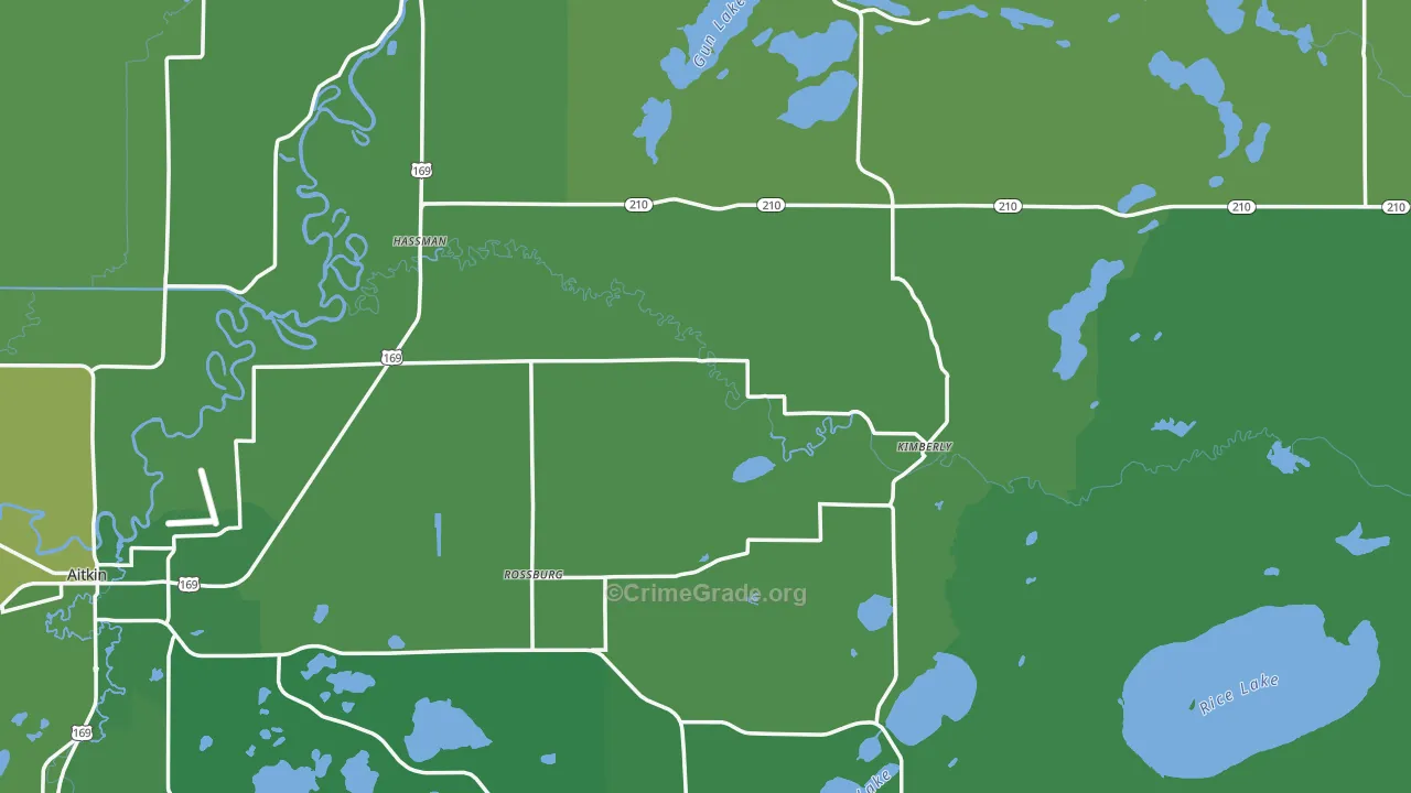 Aitkin County, MN Map of Vehicle Theft Rates