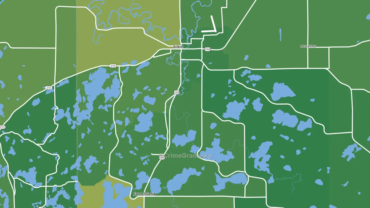 Aitkin, MN Map of Vehicle Theft Rates