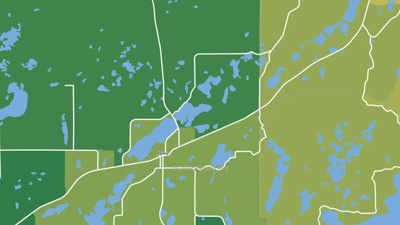 Akeley, MN Map of Vehicle Theft Rates