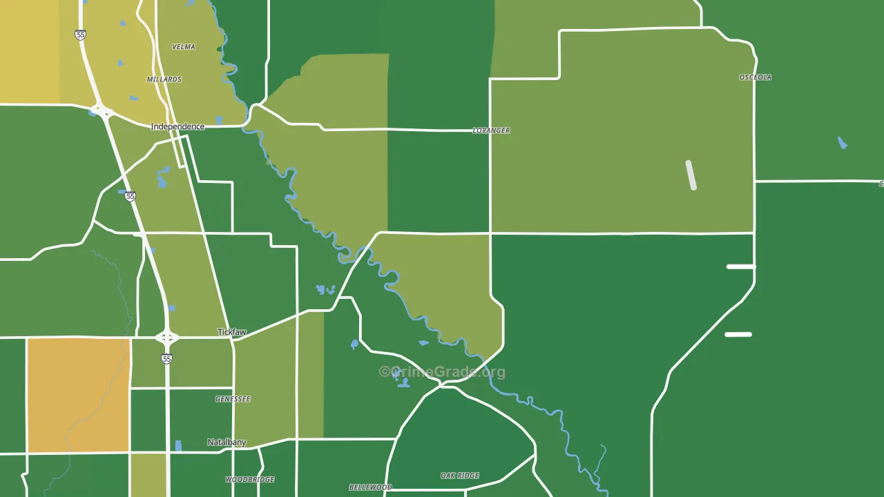 Akers, LA Map of Vehicle Theft Rates