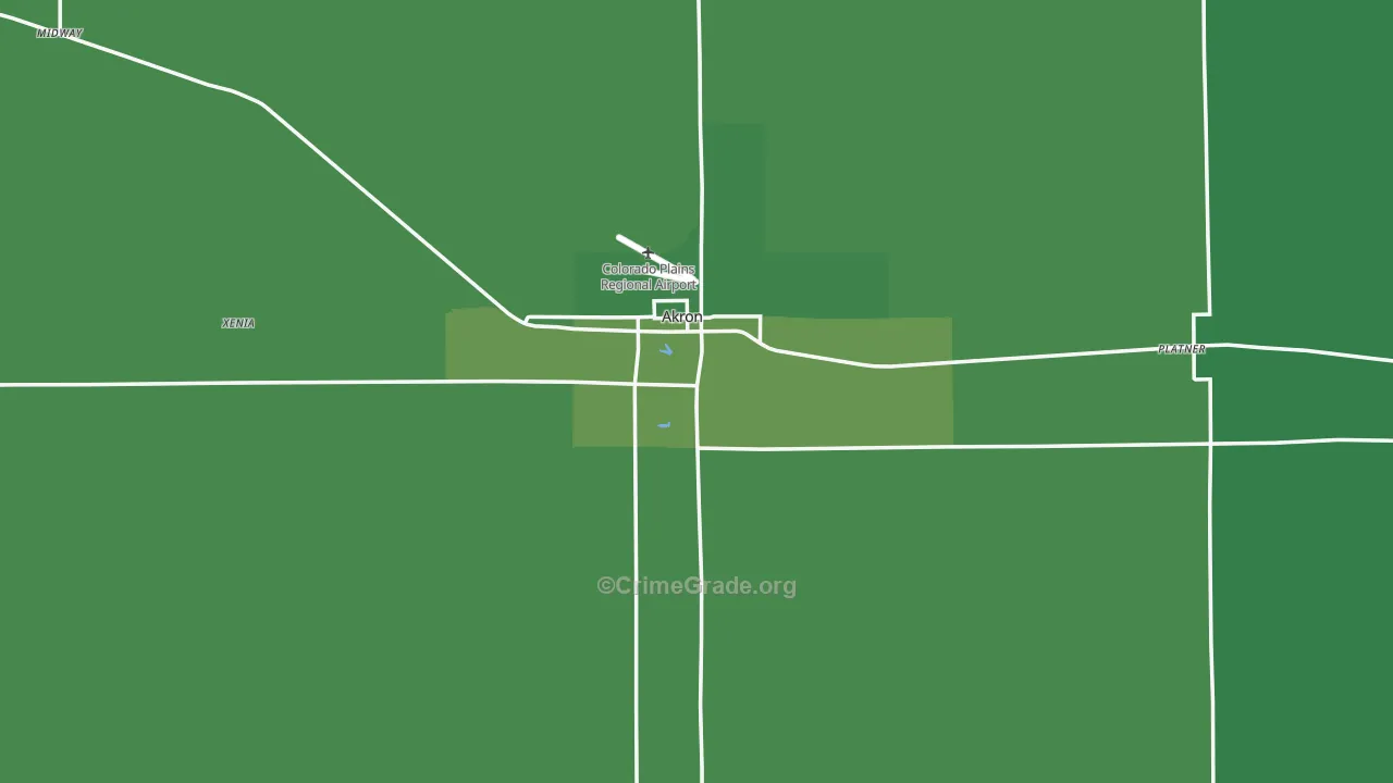 Akron, CO Map of Vehicle Theft Rates