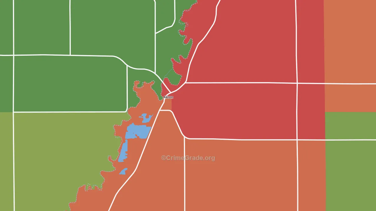 Akron, IA Map of Vehicle Theft Rates