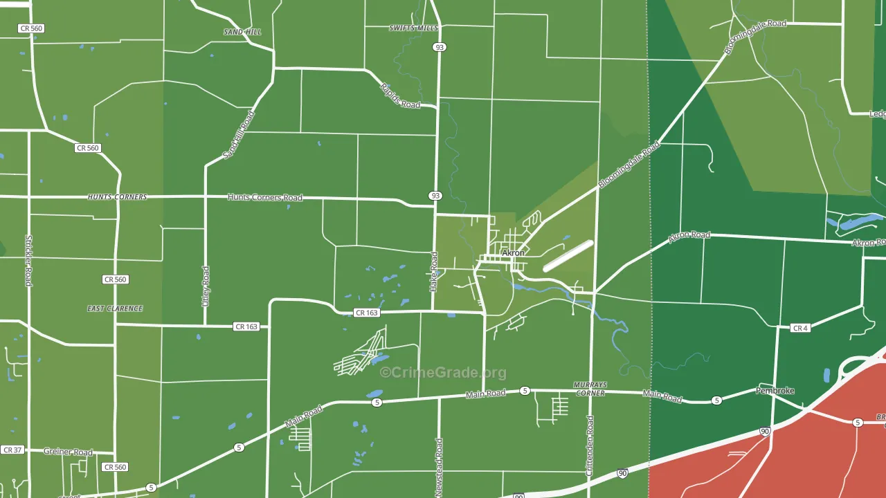 Akron, NY Map of Vehicle Theft Rates