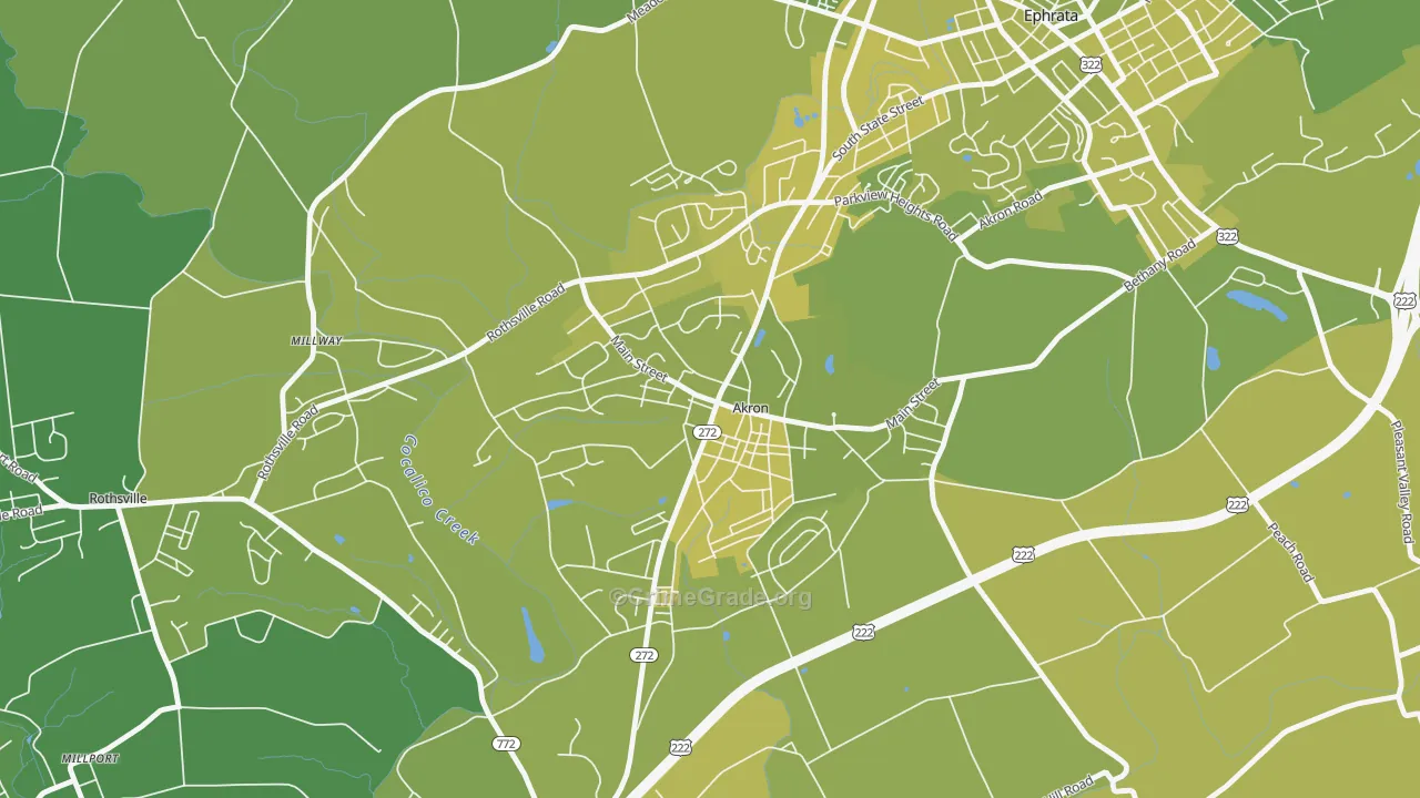 Akron, PA Map of Vehicle Theft Rates