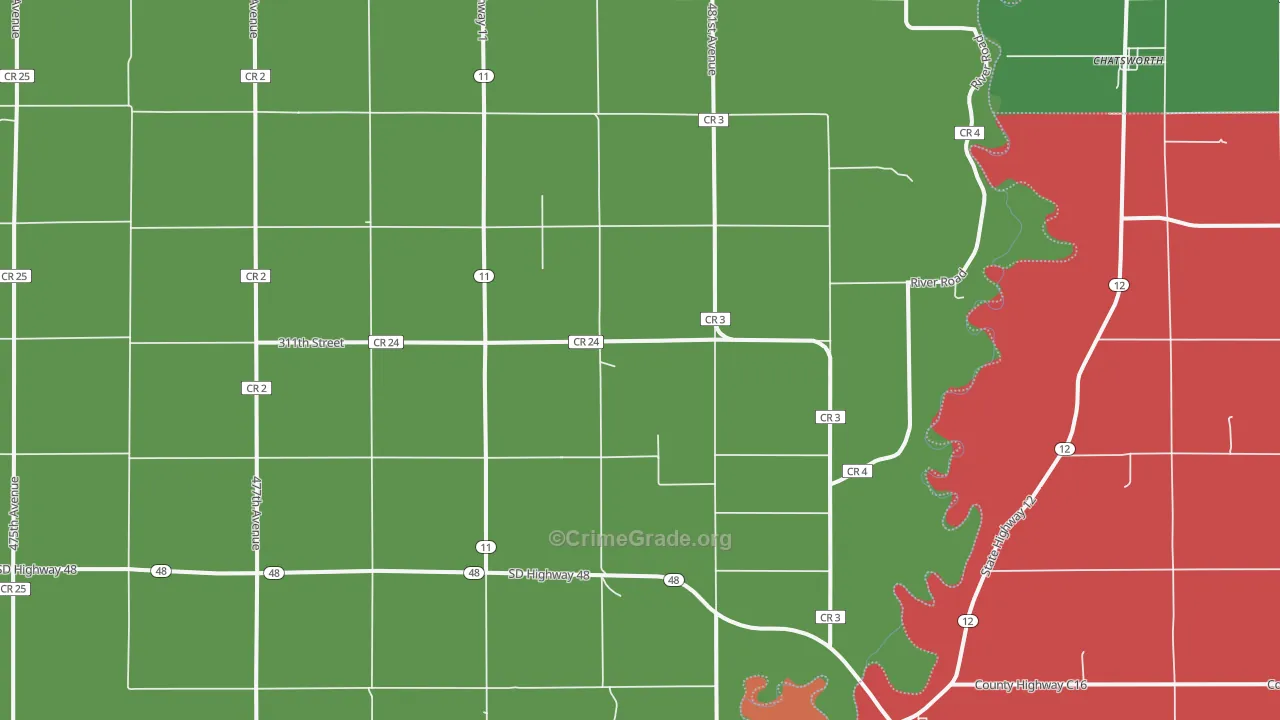 Akron, SD Map of Vehicle Theft Rates