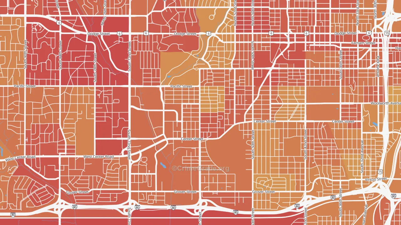 Aksarben-Elmwood Park, Omaha, NE Map of Vehicle Theft Rates