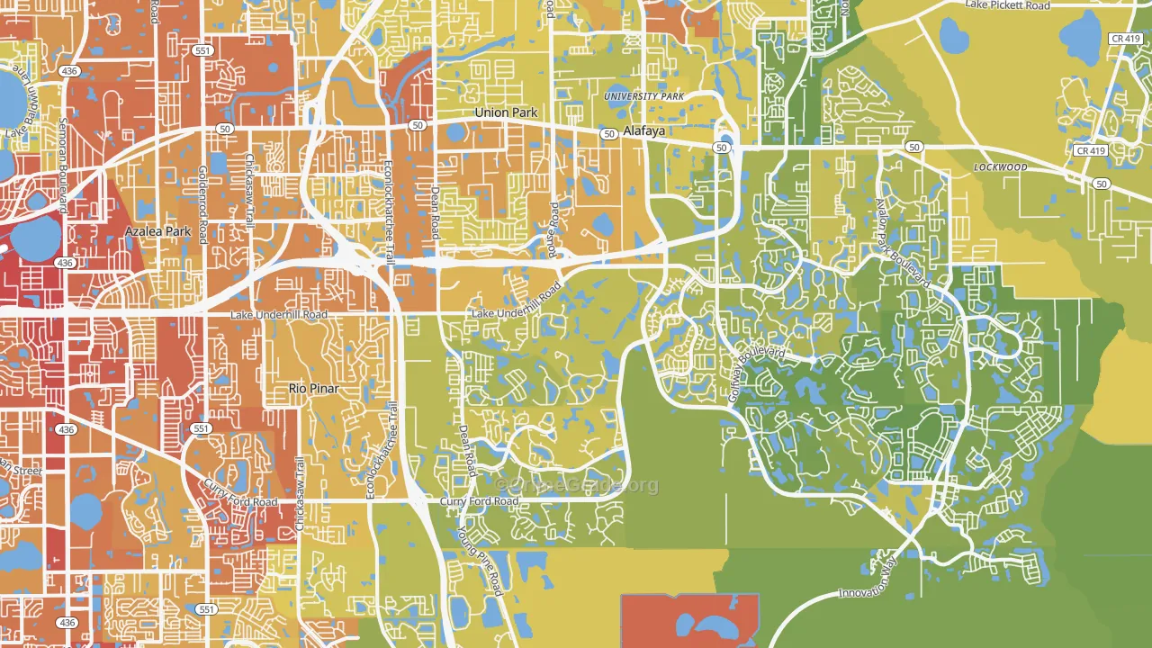 Alafaya, FL Map of Vehicle Theft Rates