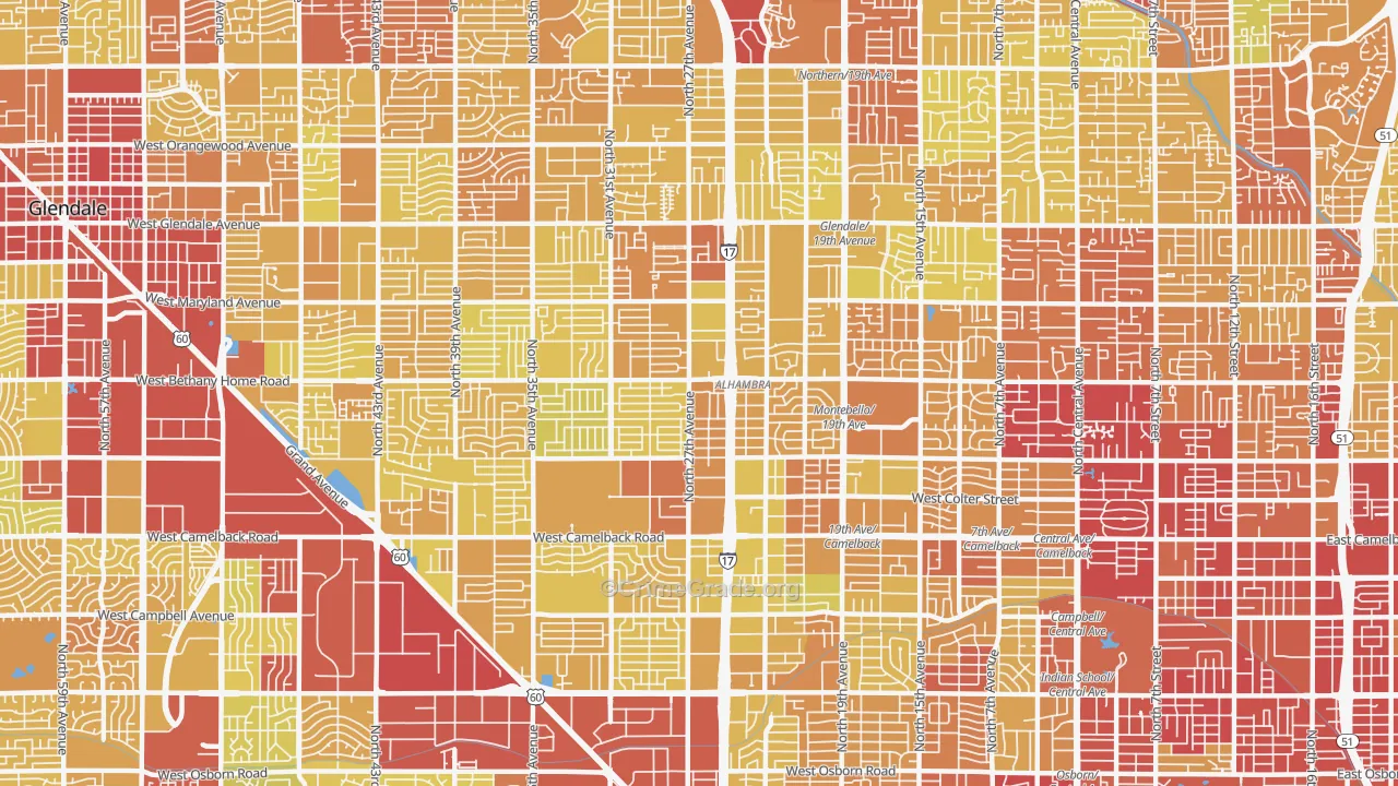 Alahambra, Phoenix, AZ Map of Vehicle Theft Rates