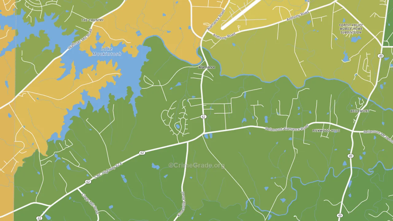 Alamance, NC Map of Vehicle Theft Rates