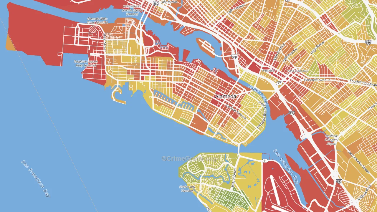 Alameda, CA Map of Vehicle Theft Rates