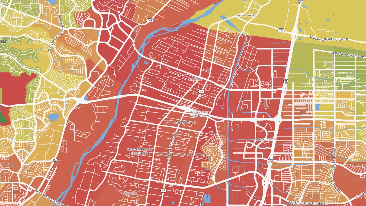 Alamedan Valley, North Valley, NM Map of Vehicle Theft Rates