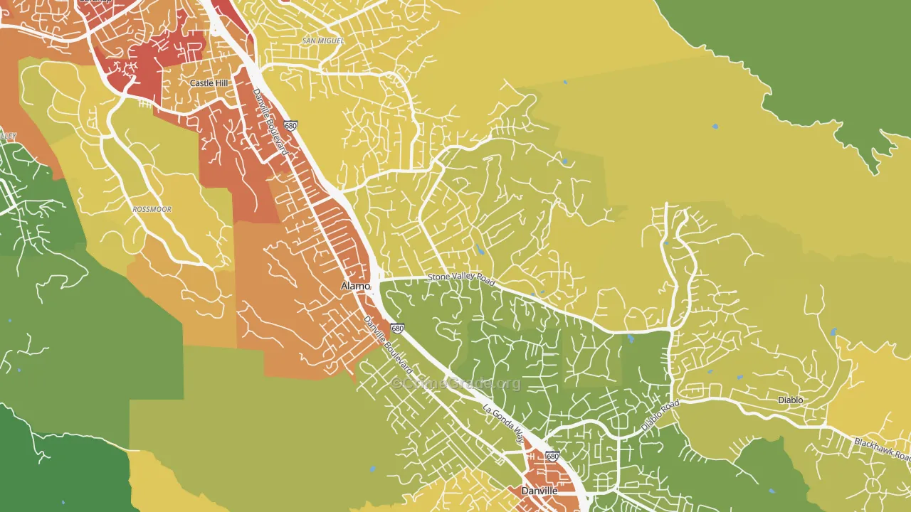 Alamo, CA Map of Vehicle Theft Rates