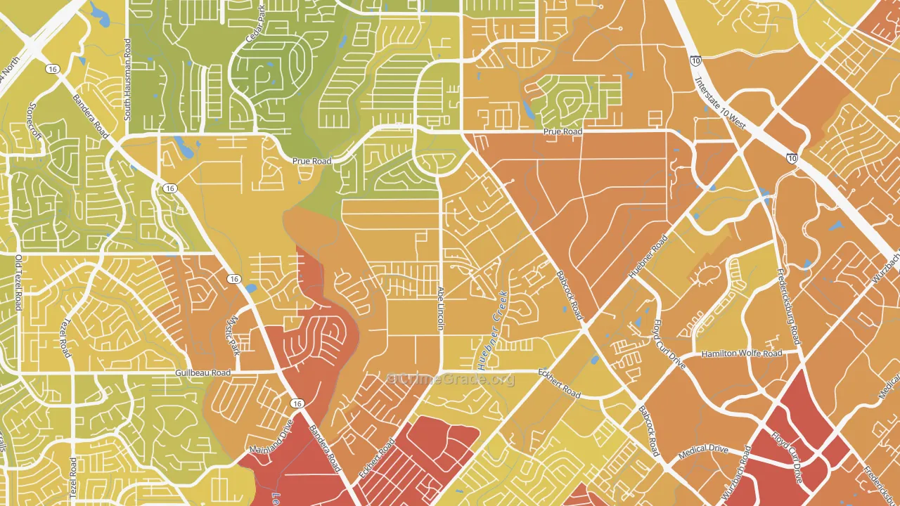 Alamo Farmsteads-Babcock Road, San Antonio, TX Map of Vehicle Theft Rates