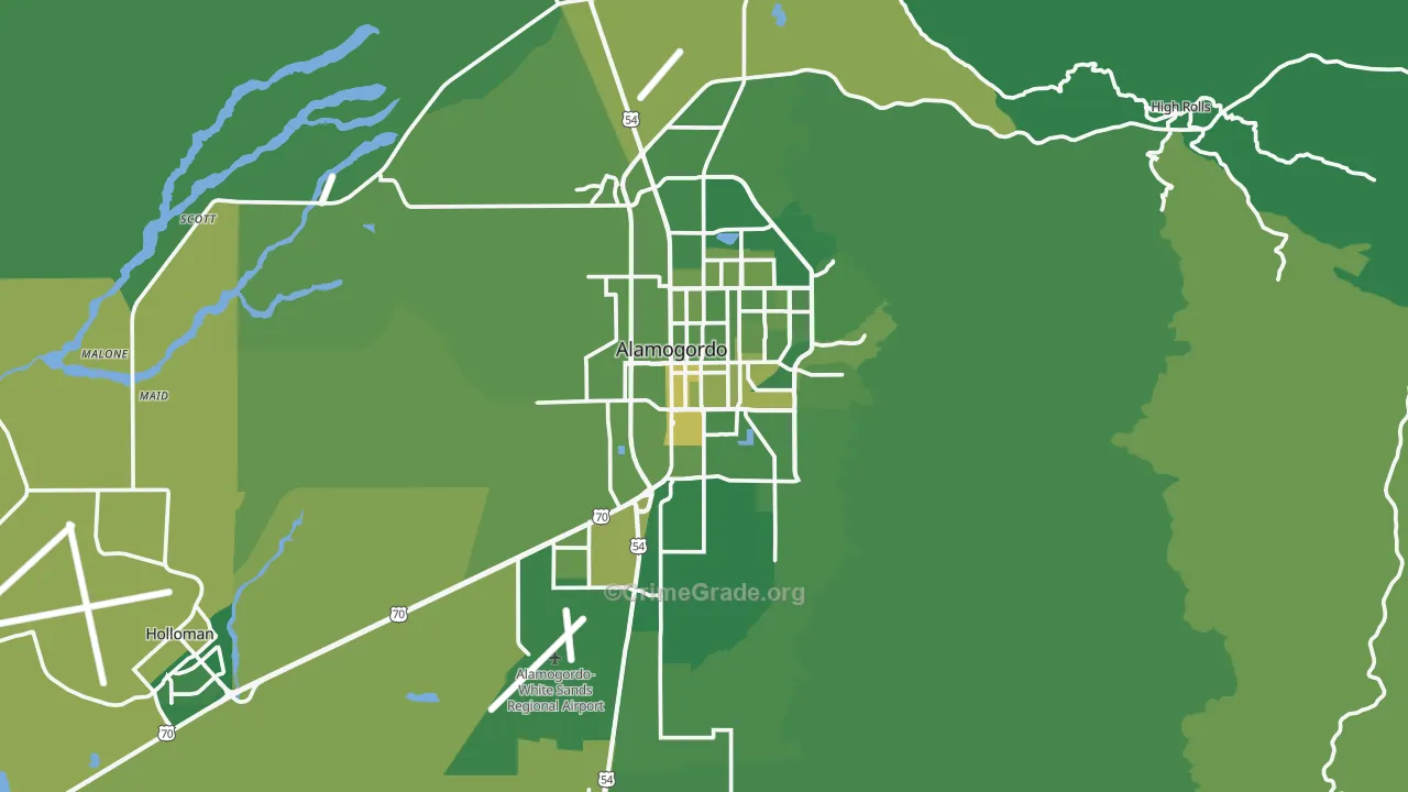 Alamogordo, NM Map of Vehicle Theft Rates