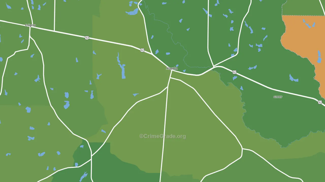 Alapaha, GA Map of Vehicle Theft Rates