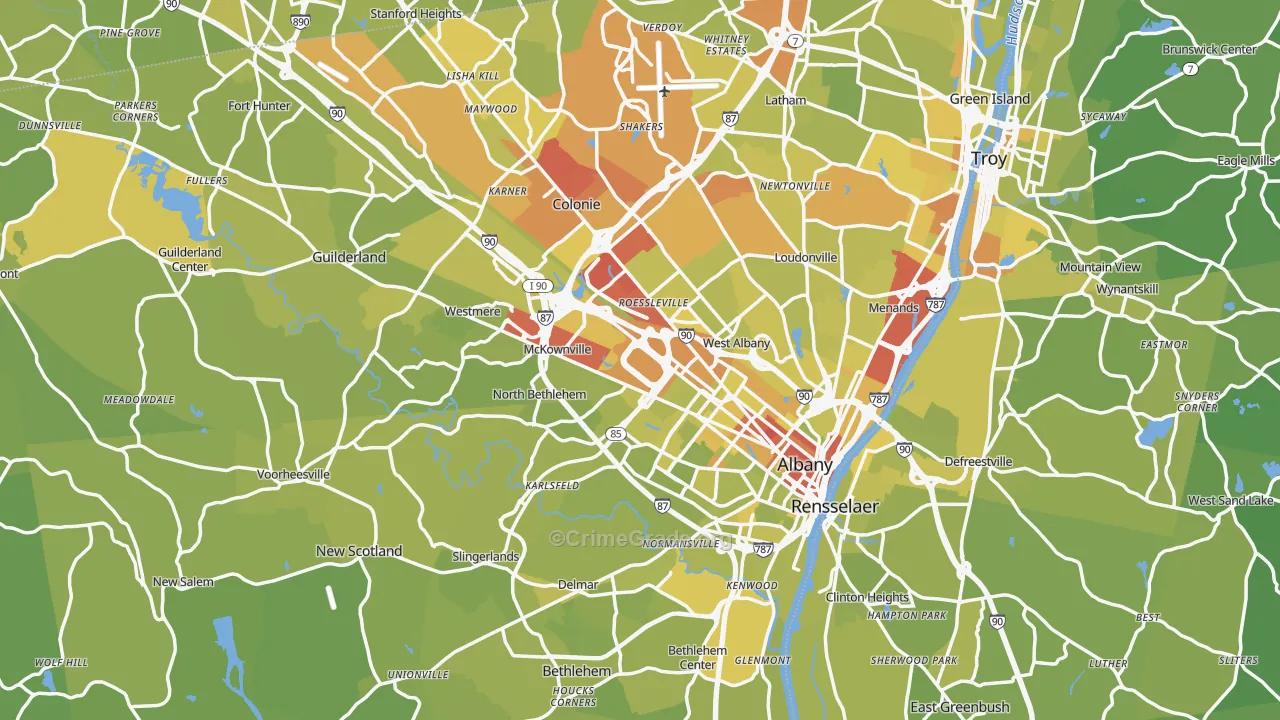 Albany County, NY Map of Vehicle Theft Rates