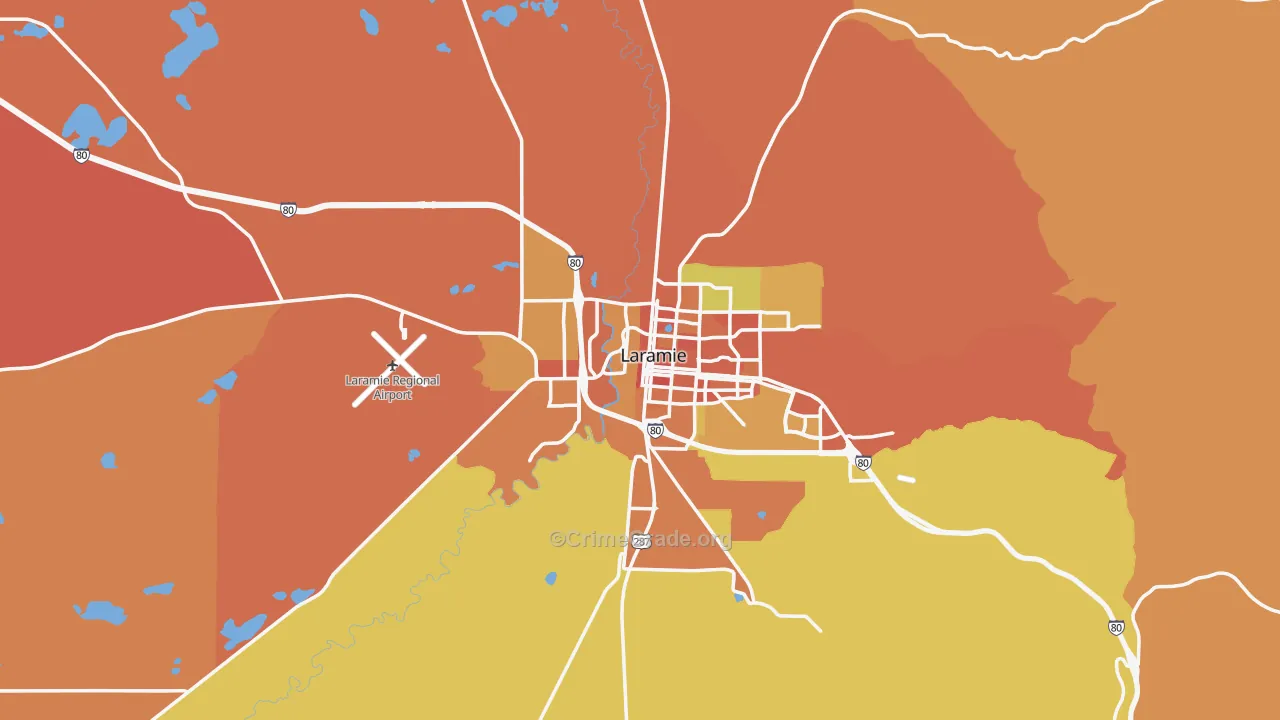 Albany County, WY Map of Vehicle Theft Rates