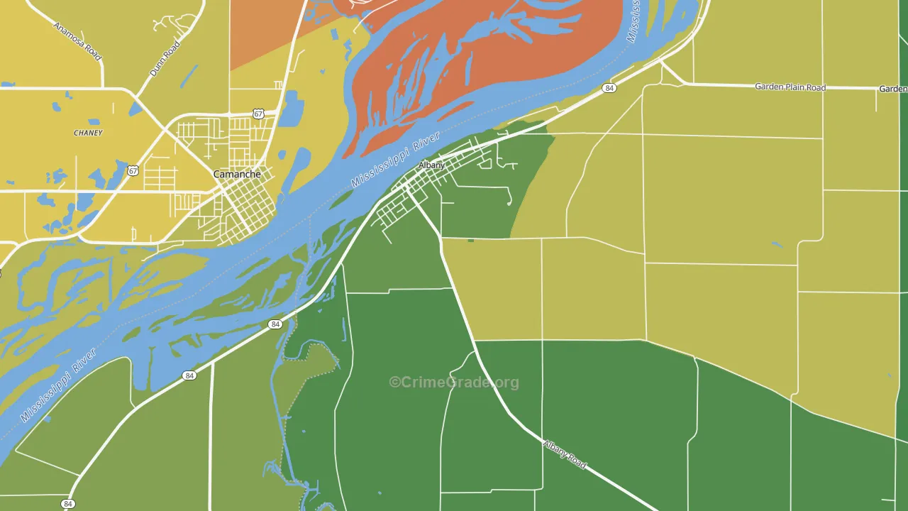 Albany, IL Map of Vehicle Theft Rates