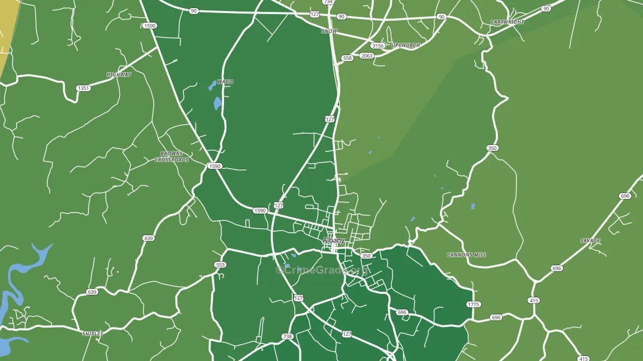 Albany, KY Map of Vehicle Theft Rates