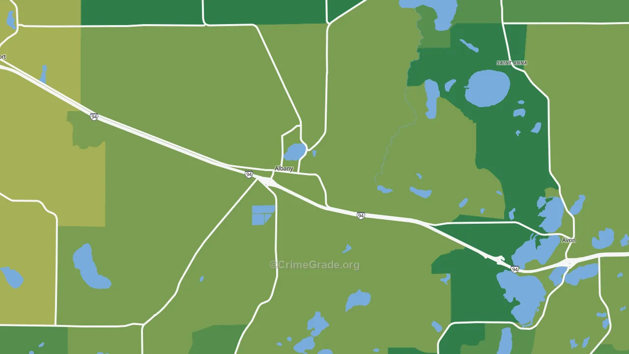 Albany, MN Map of Vehicle Theft Rates