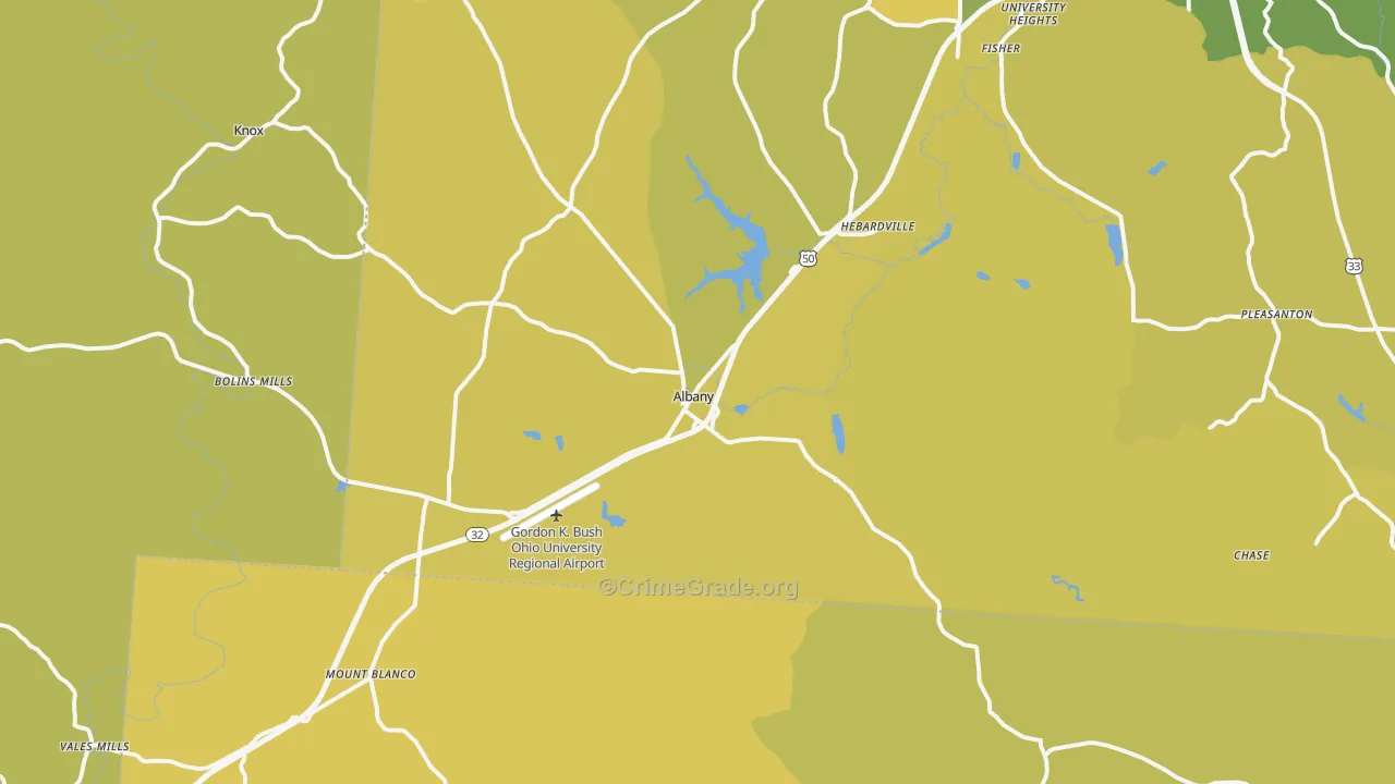 Albany, OH Map of Vehicle Theft Rates