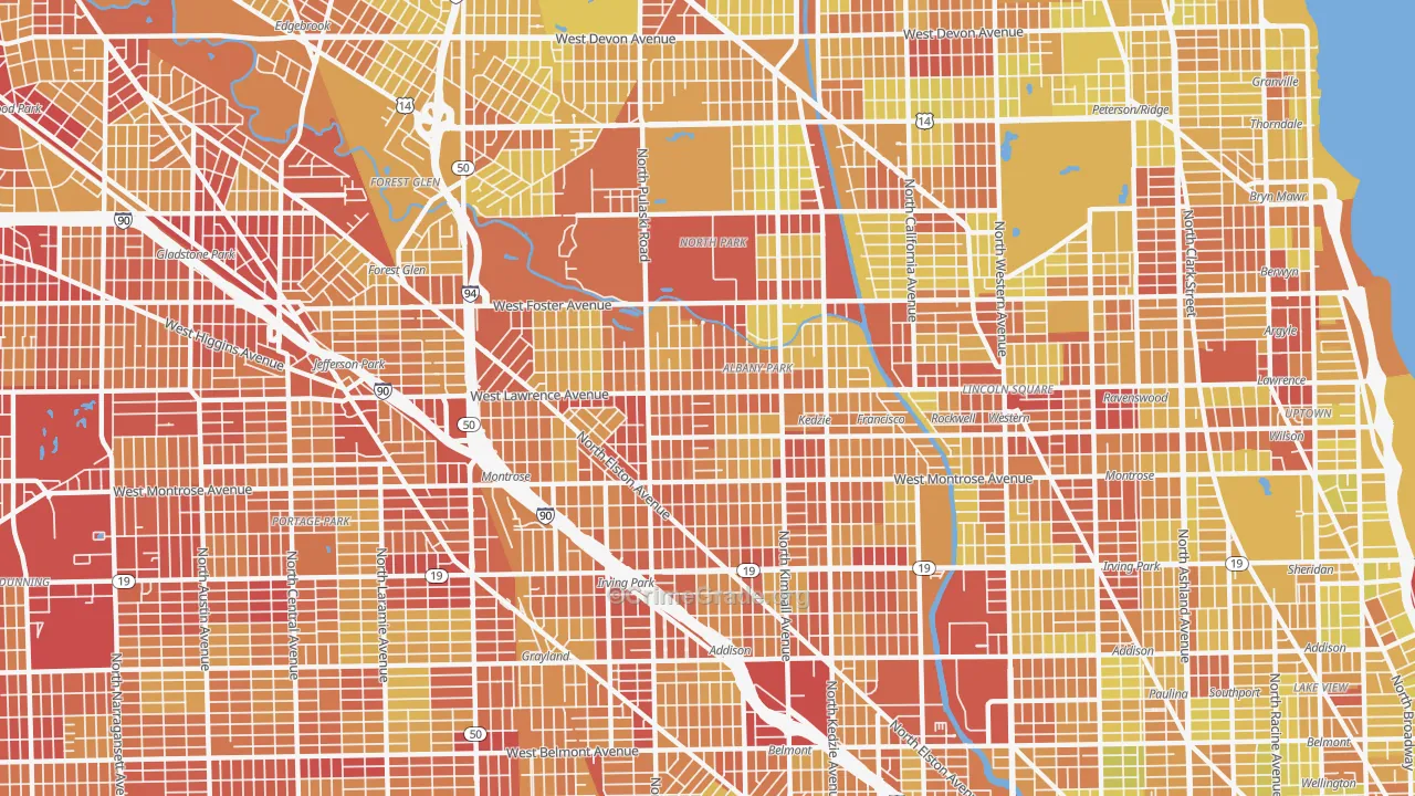 Albany Park, Chicago, IL Map of Vehicle Theft Rates