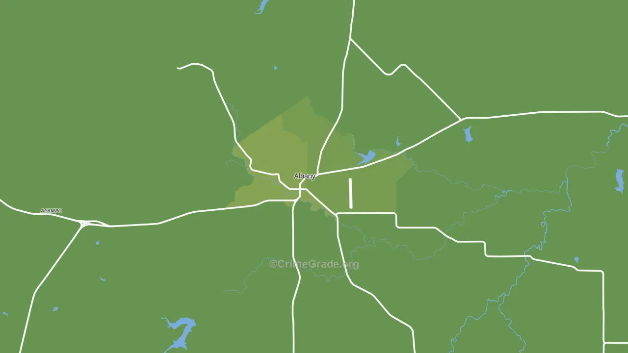 Albany, TX Map of Vehicle Theft Rates