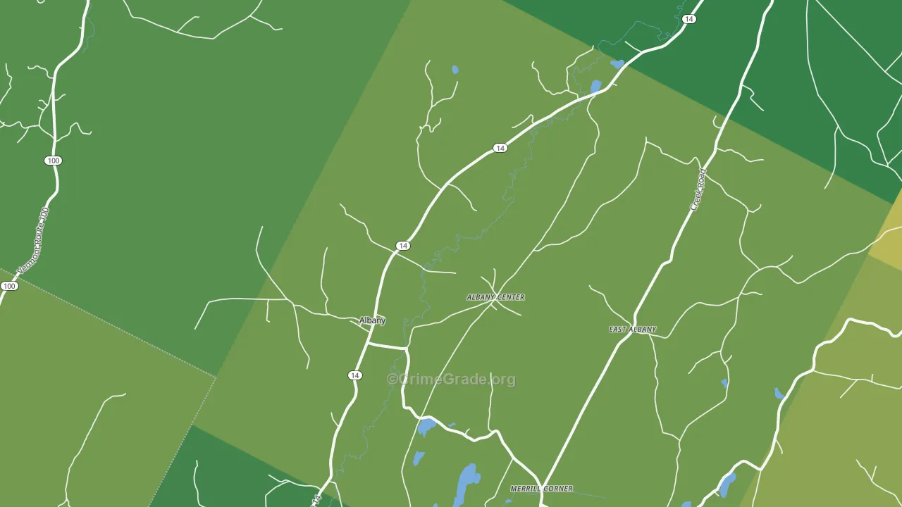 Albany, VT Map of Vehicle Theft Rates