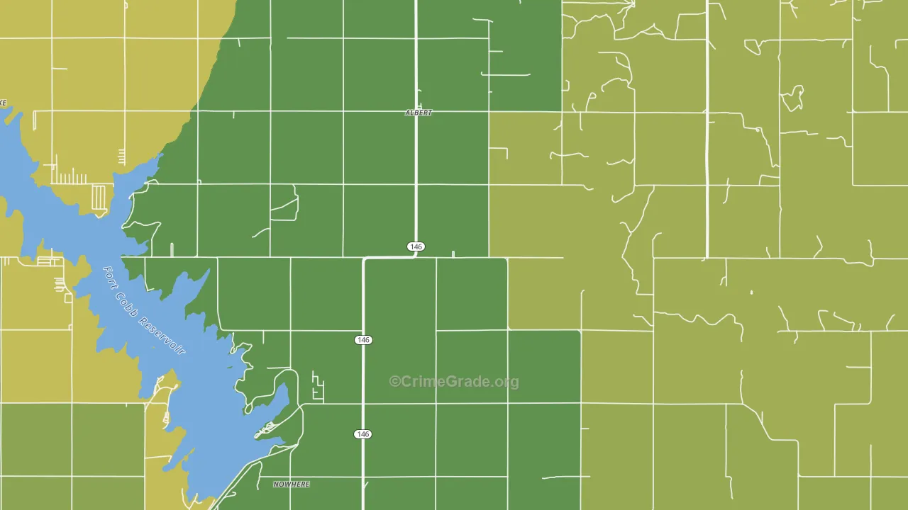 Albert, OK Map of Vehicle Theft Rates