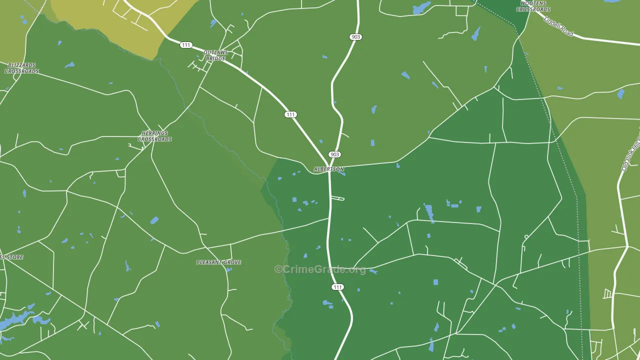 Albertson, NC Map of Vehicle Theft Rates