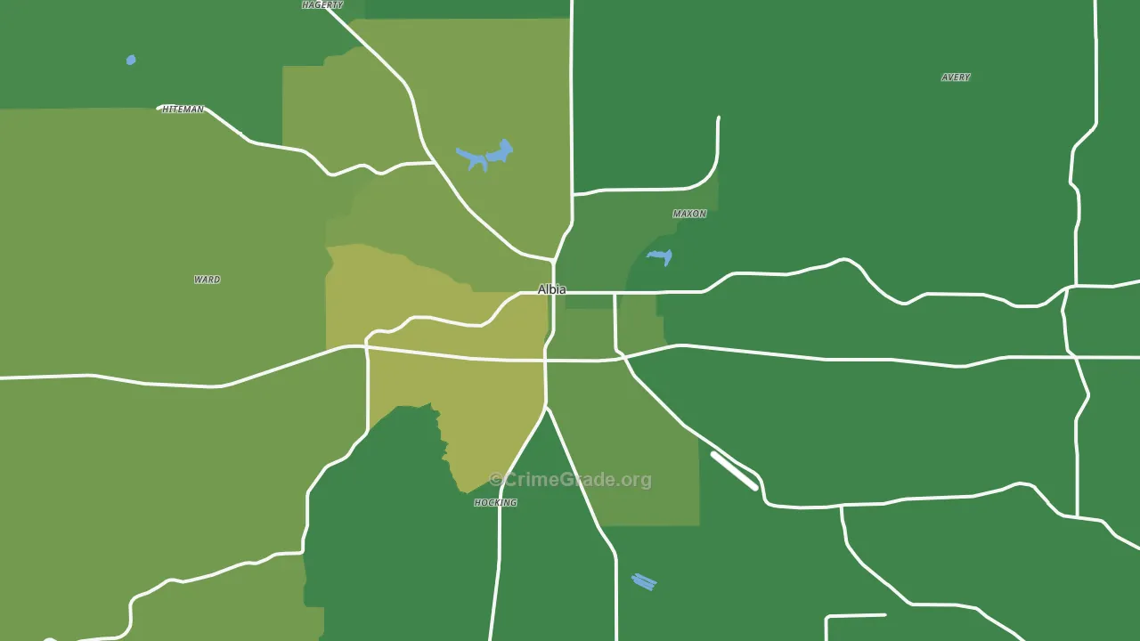 Albia, IA Map of Vehicle Theft Rates