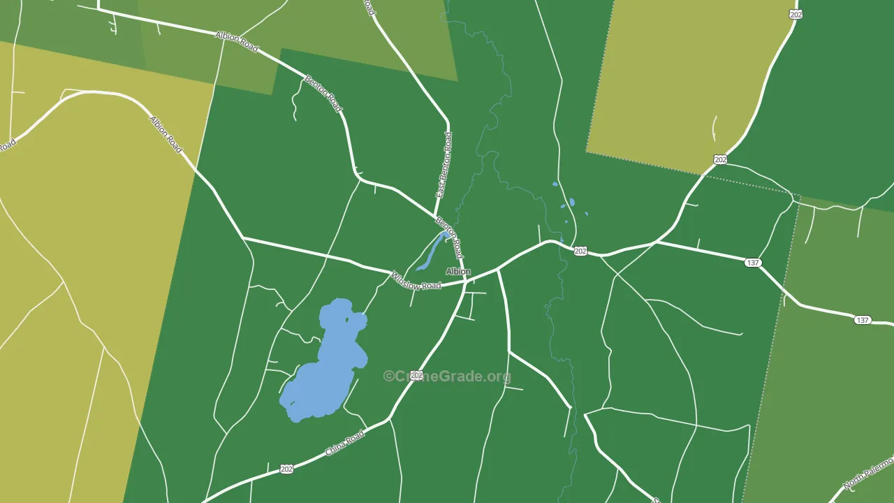 Albion, ME Map of Vehicle Theft Rates