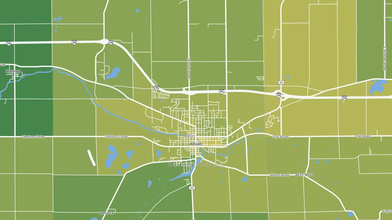 Albion, MI Map of Vehicle Theft Rates