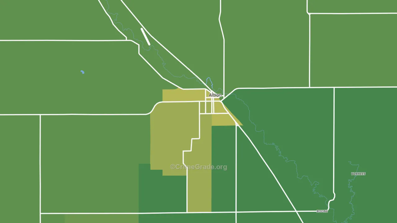 Albion, NE Map of Vehicle Theft Rates