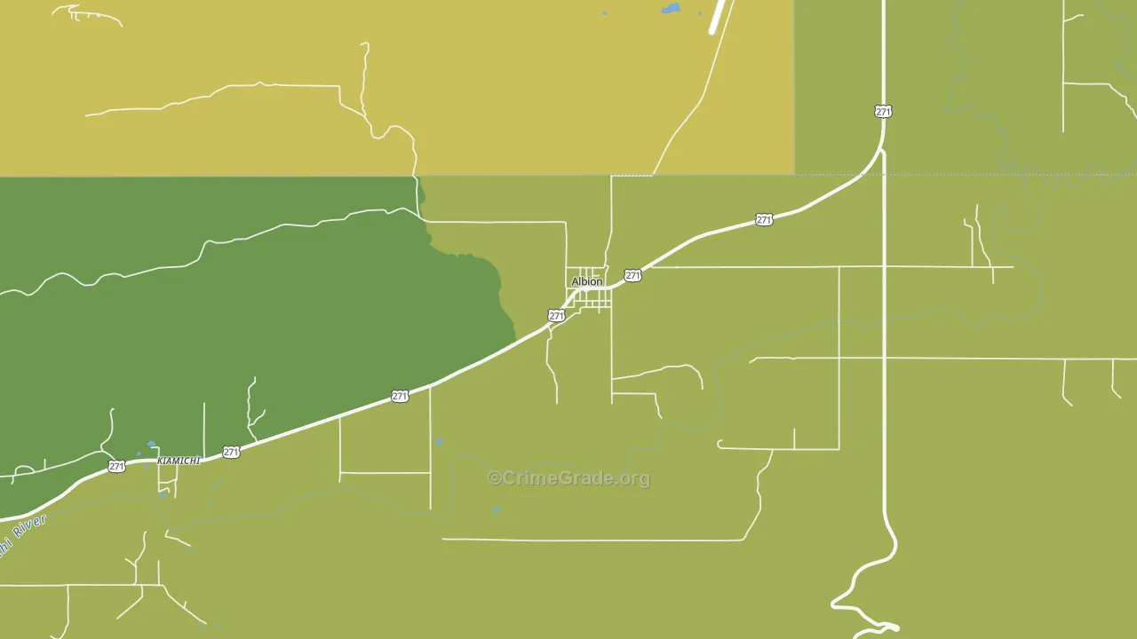 Albion, OK Map of Vehicle Theft Rates