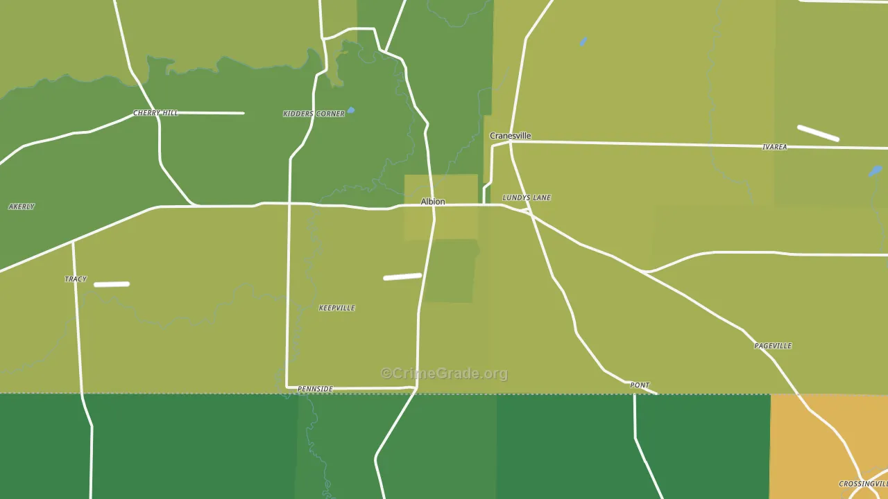Albion, PA Map of Vehicle Theft Rates