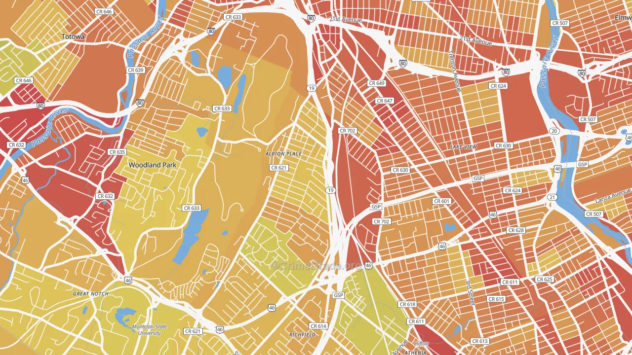 Albion Place, Clifton, NJ Map of Vehicle Theft Rates