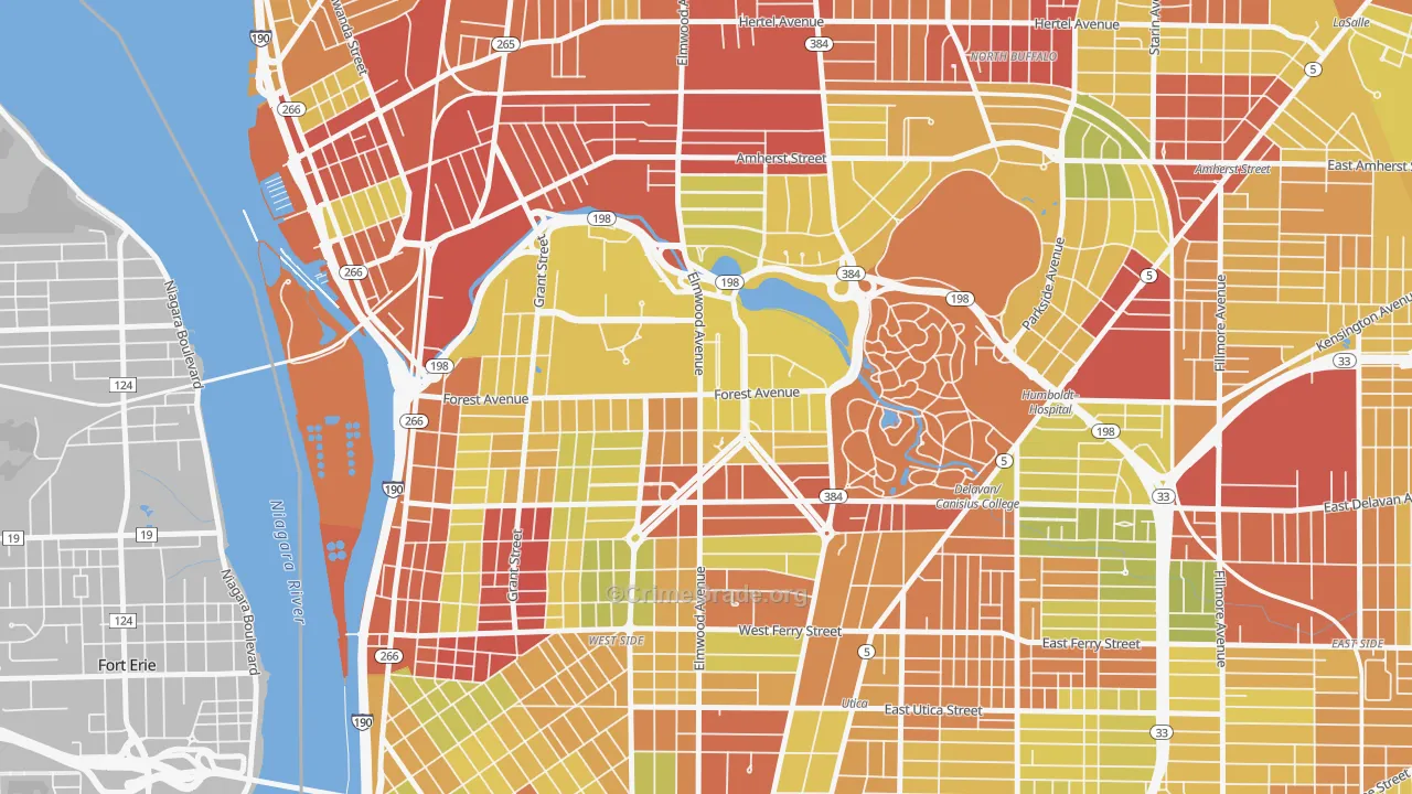 Albright, Buffalo, NY Map of Vehicle Theft Rates
