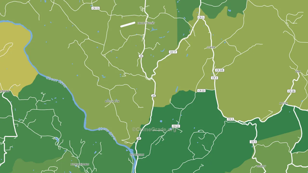 Albright, WV Map of Vehicle Theft Rates