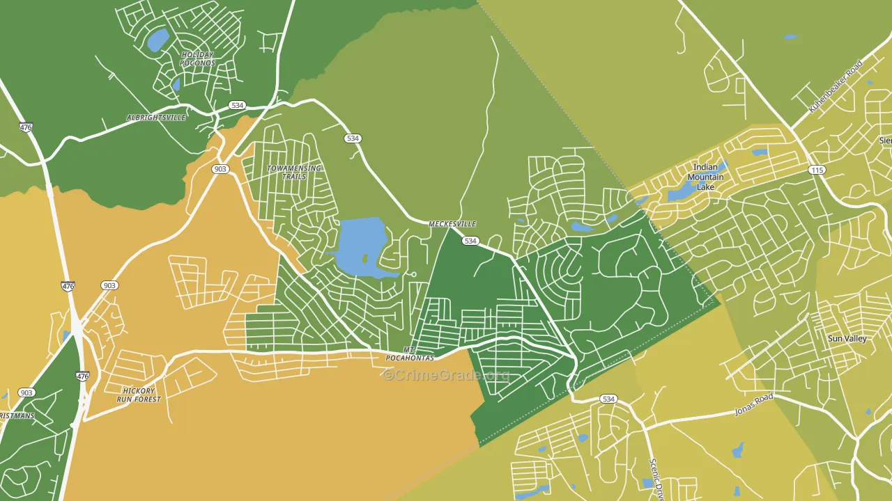 Albrightsville, PA Map of Vehicle Theft Rates