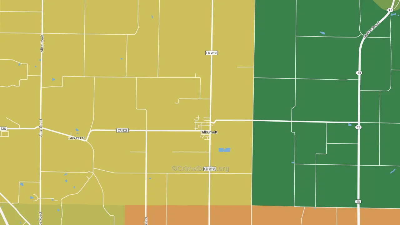 Alburnett, IA Map of Vehicle Theft Rates