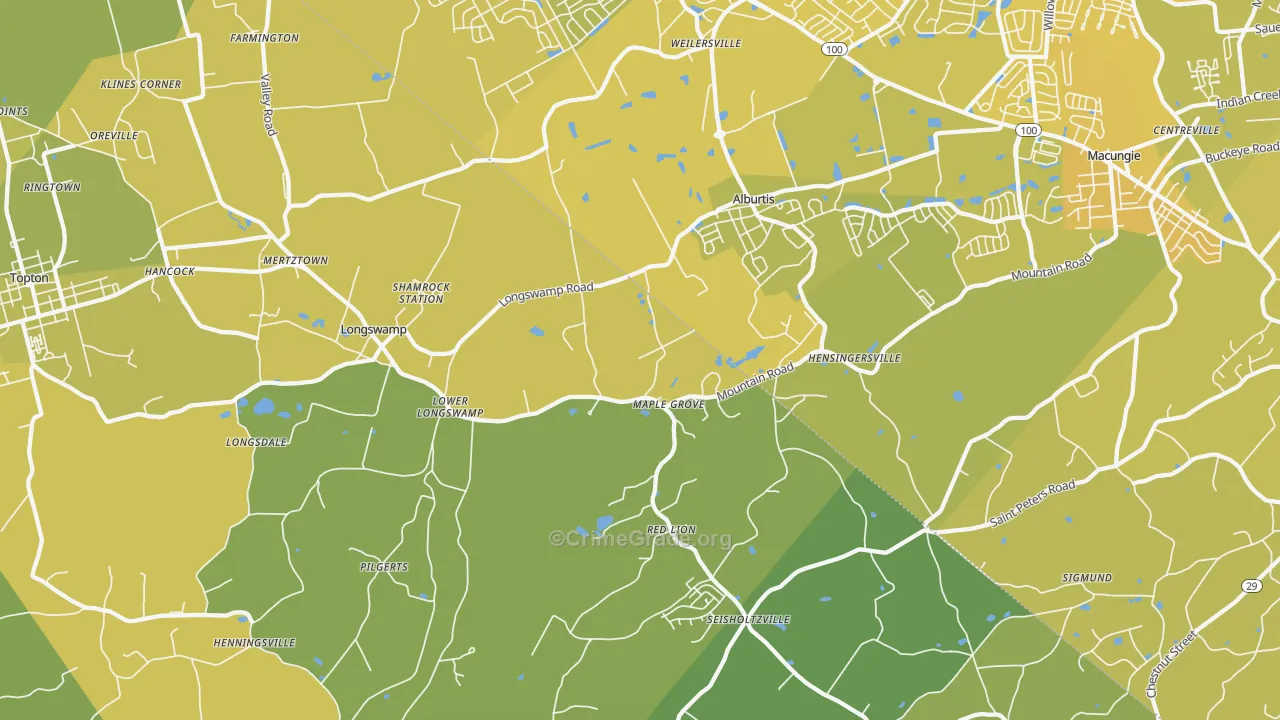 Alburtis, PA Map of Vehicle Theft Rates