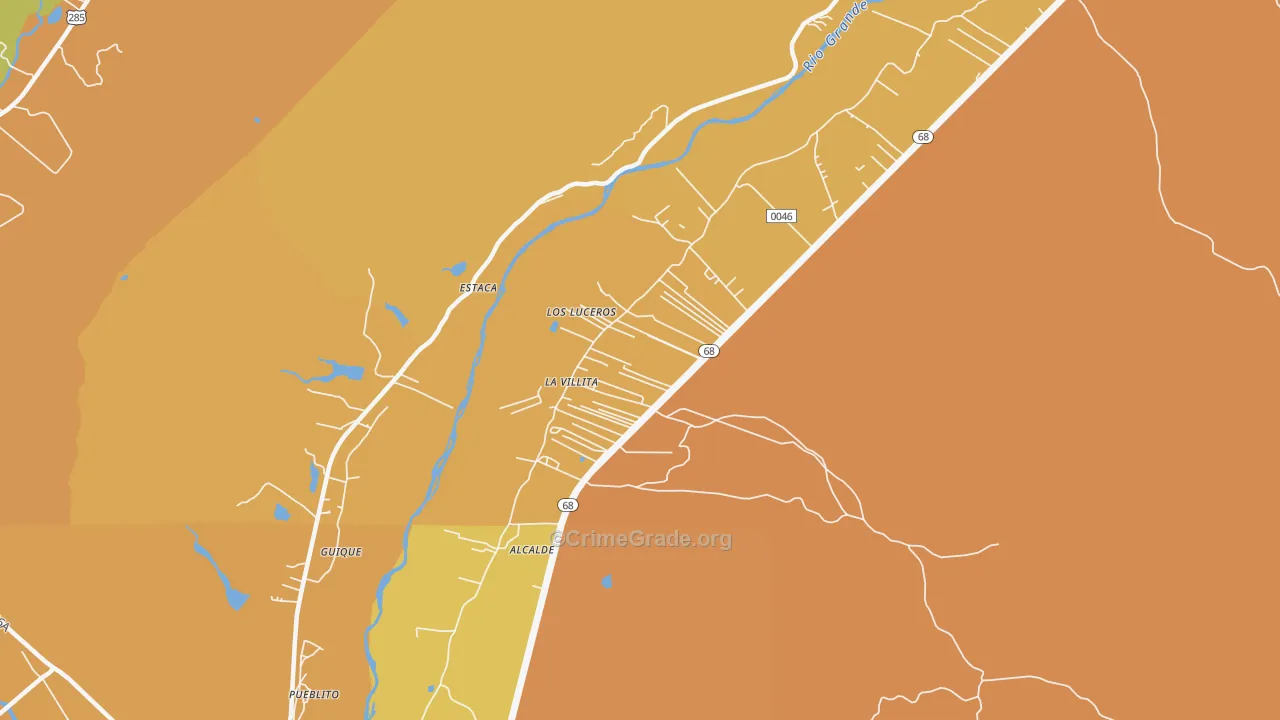 Alcalde, NM Map of Vehicle Theft Rates