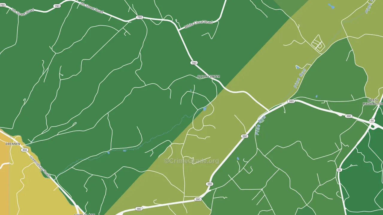 Alcoa Center, PA Map of Vehicle Theft Rates